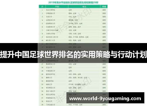 提升中国足球世界排名的实用策略与行动计划